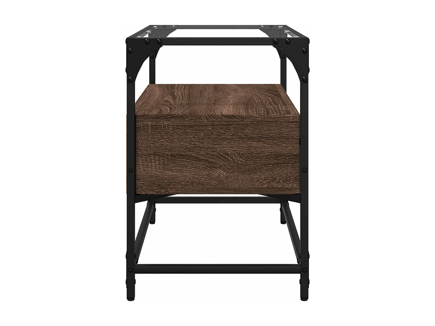 Meuble TV avec dessus en verre chêne marron bois d'ingénierie