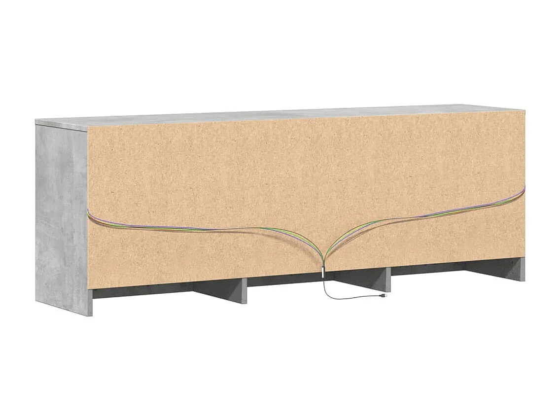 Tv-meubel met LED 140x34x50 cm bewerkt hout betongrijs