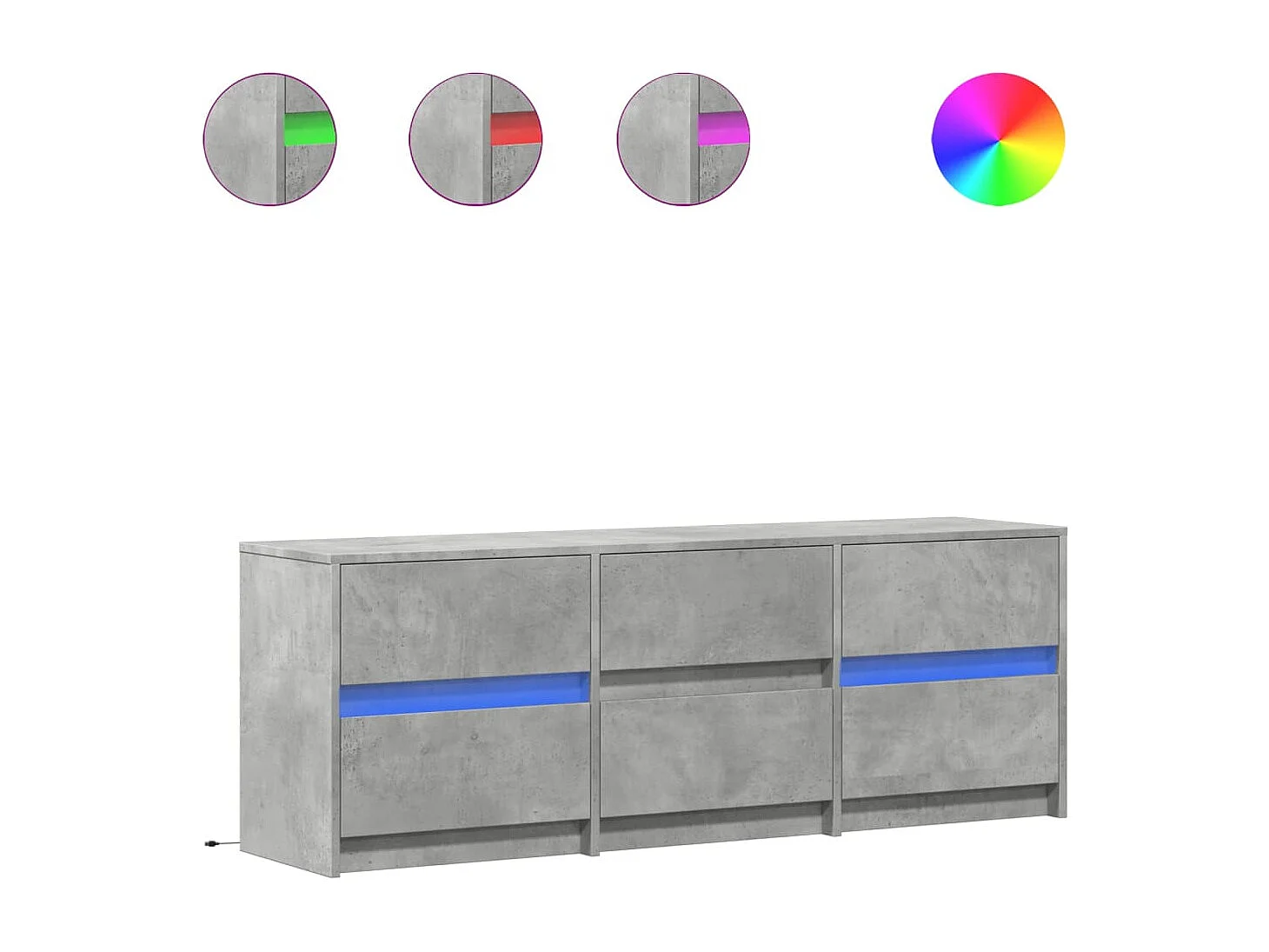 Meuble TV avec LED gris béton 140x34x50 cm bois d'ingénierie