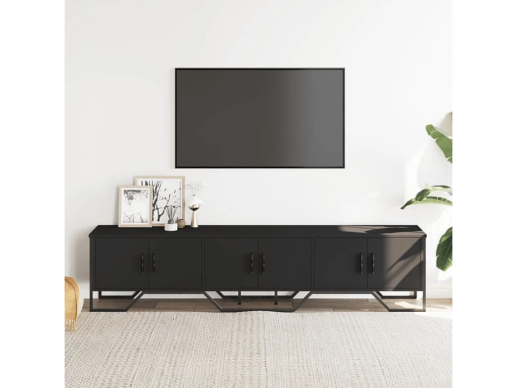 Meuble TV noir 180x34x41 cm bois d'ingénierie