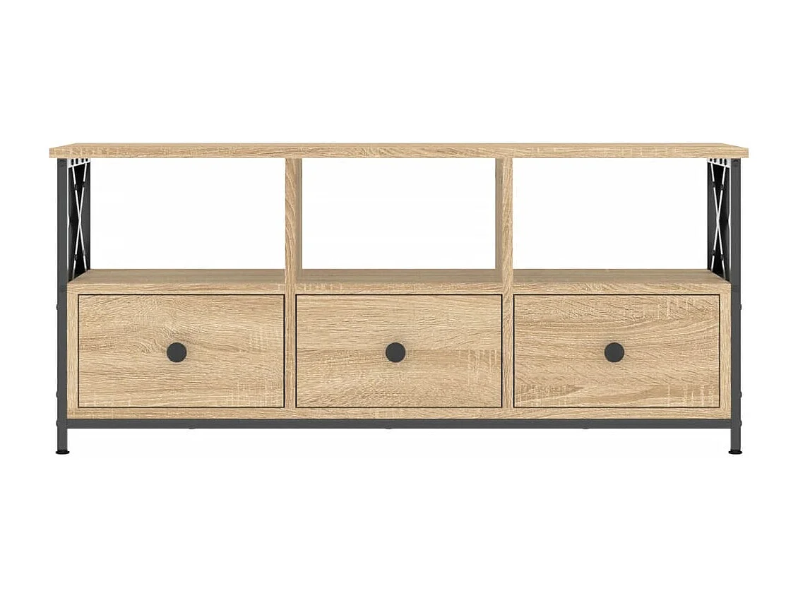 Meuble TV chêne sonoma 102x33x45 cm bois d'ingénierie et fer
