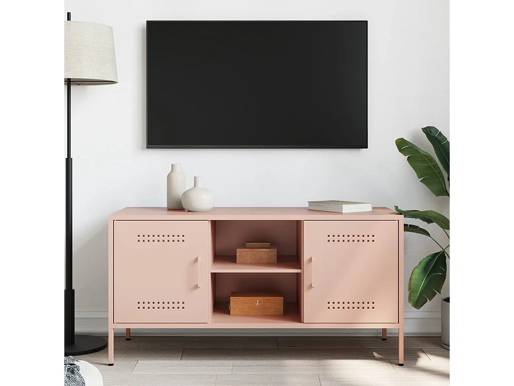 Meuble TV rose 100,5x39x50,5 cm acier