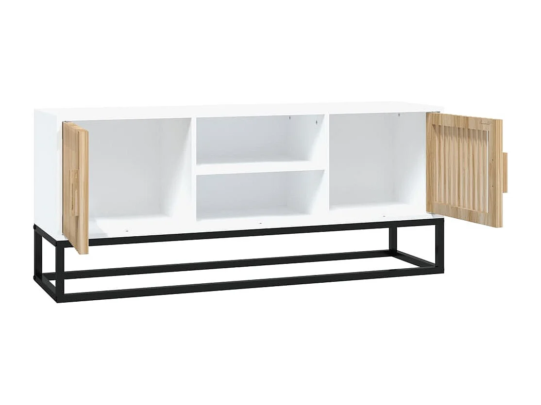 Meuble TV blanc 105x30x45 cm bois d'ingénierie et fer