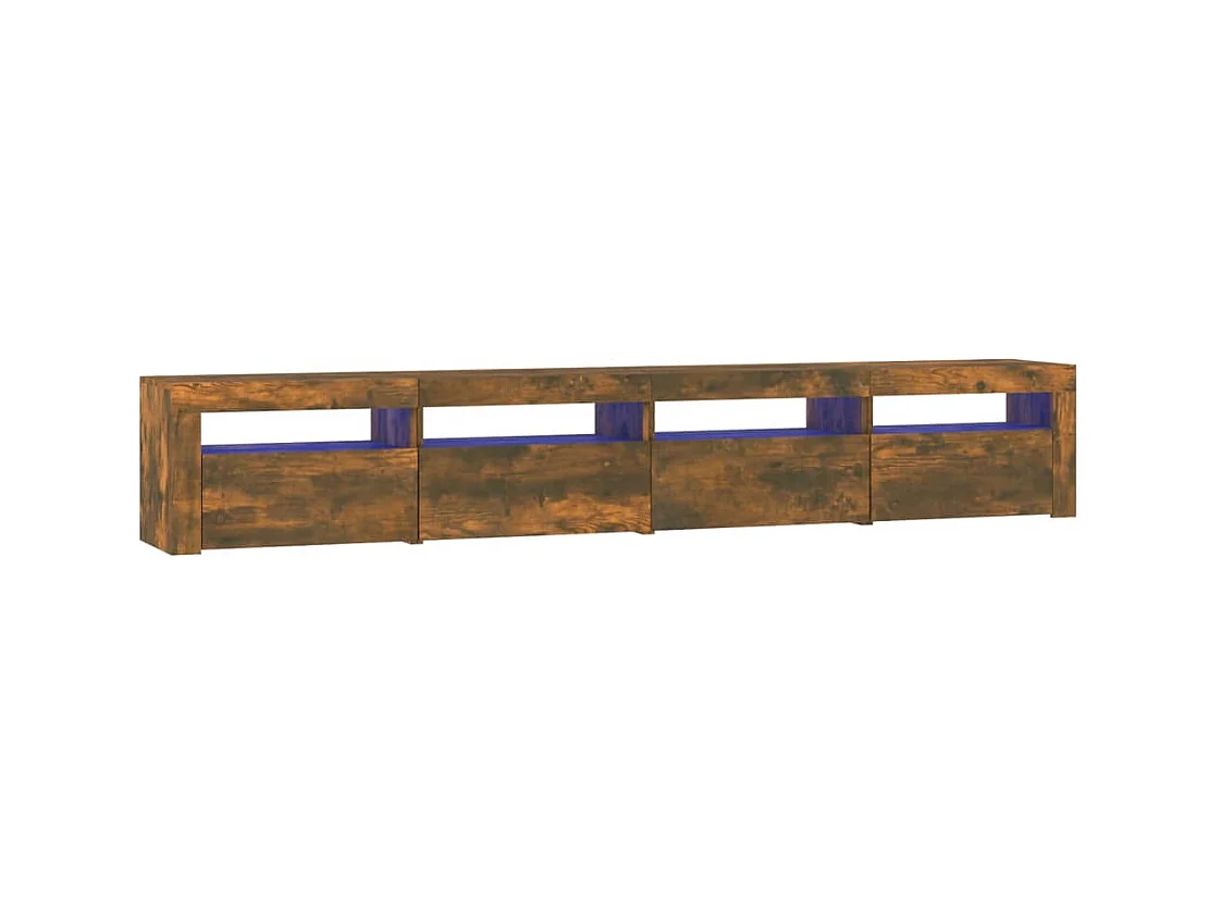 Meuble TV avec lumières LED Chêne fumé 240x35x40 cm