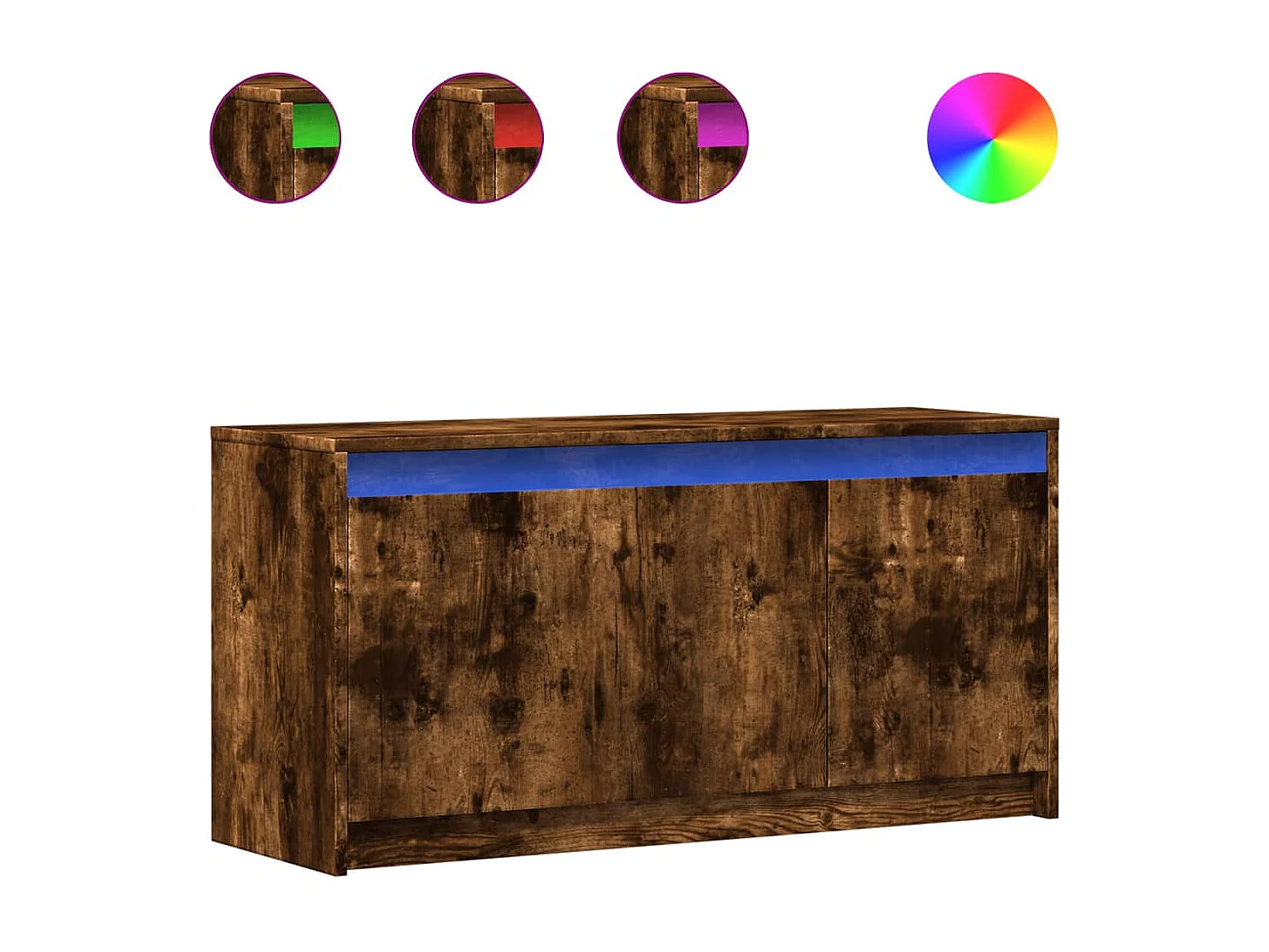 Tv-meubel met LED 100x34x50 cm bewerkt hout gerookt eikenkleur