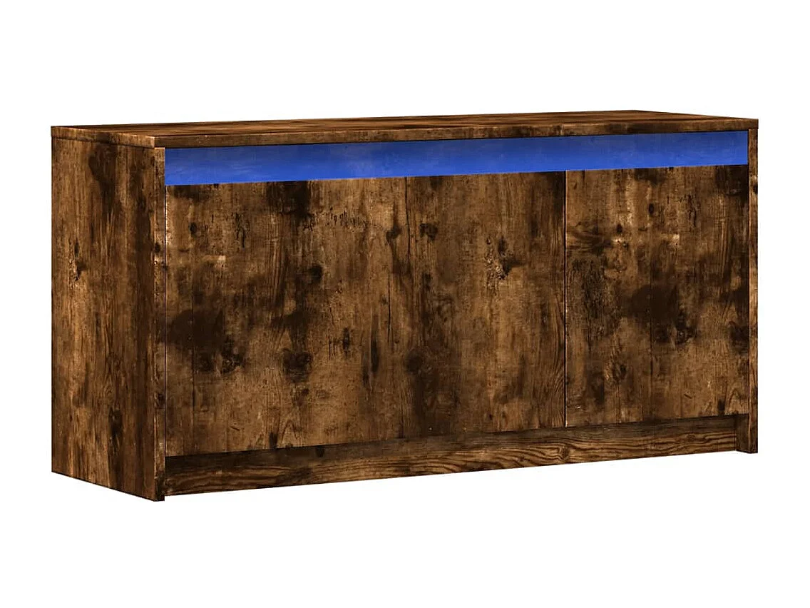 Meuble TV avec LED chêne fumé 100x34x50 cm bois d'ingénierie