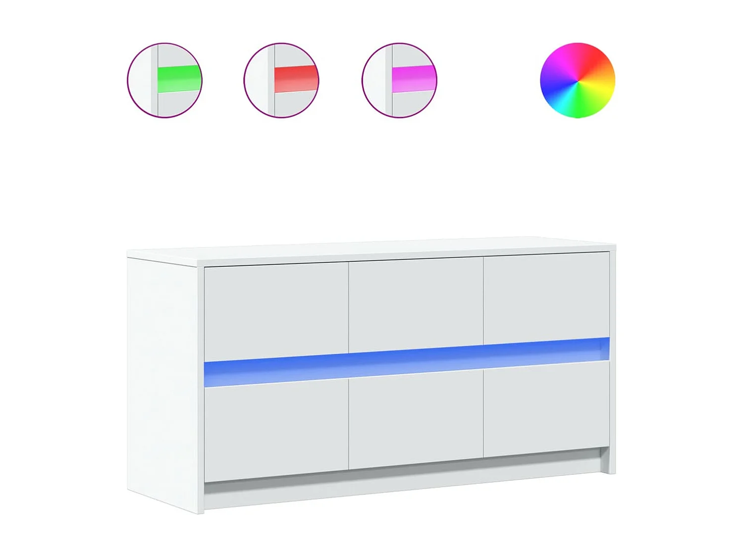 Meuble TV avec LED blanc 100x34x50 cm bois d'ingénierie