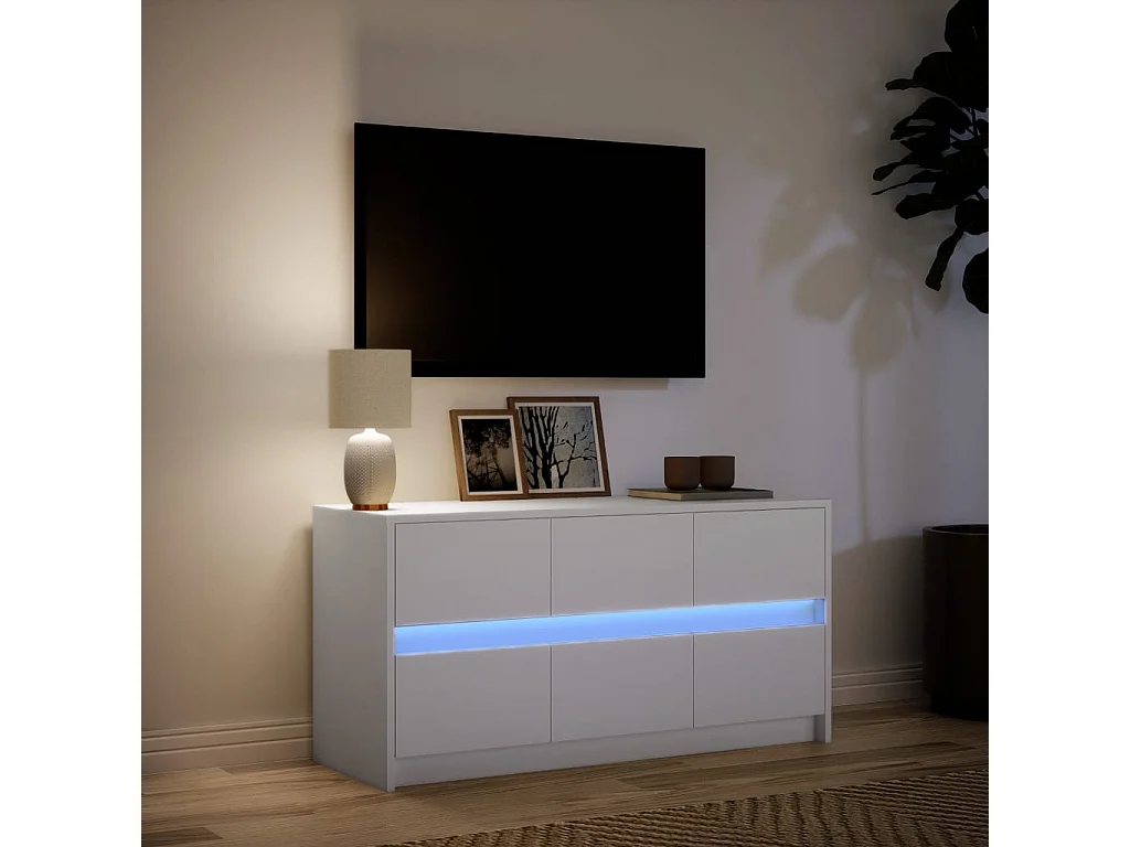 Meuble TV avec LED blanc 100x34x50 cm bois d'ingénierie