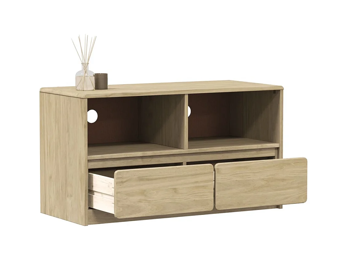 Meuble TV SAUDA chêne 99x43x55 cm bois de pin massif