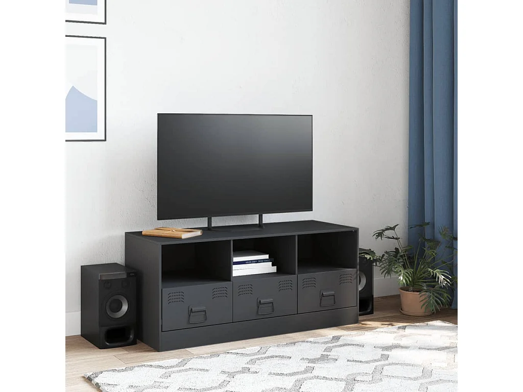 Meuble TV anthracite 99x39x44 cm acier
