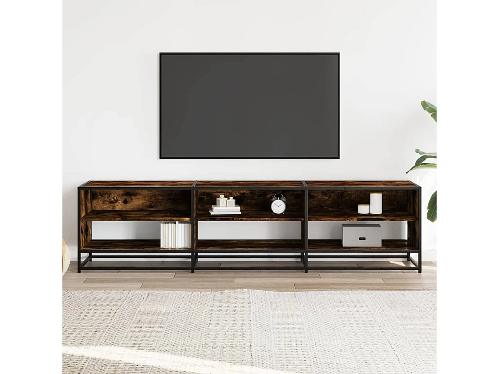 Meuble TV chêne fumé 180x40x46 cm bois d'ingénierie