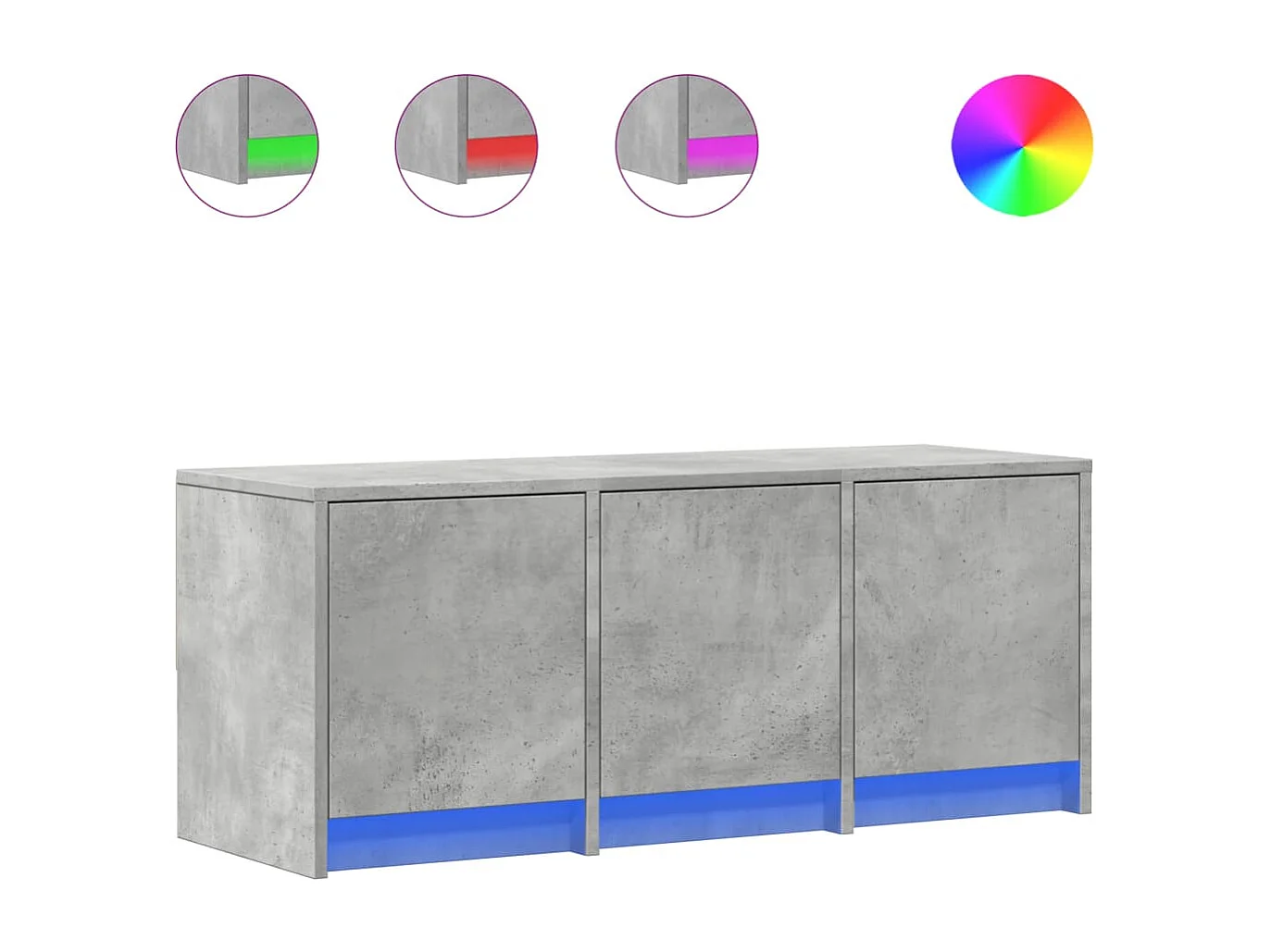 Meuble TV avec LED gris béton 97x34x40 cm bois d'ingénierie