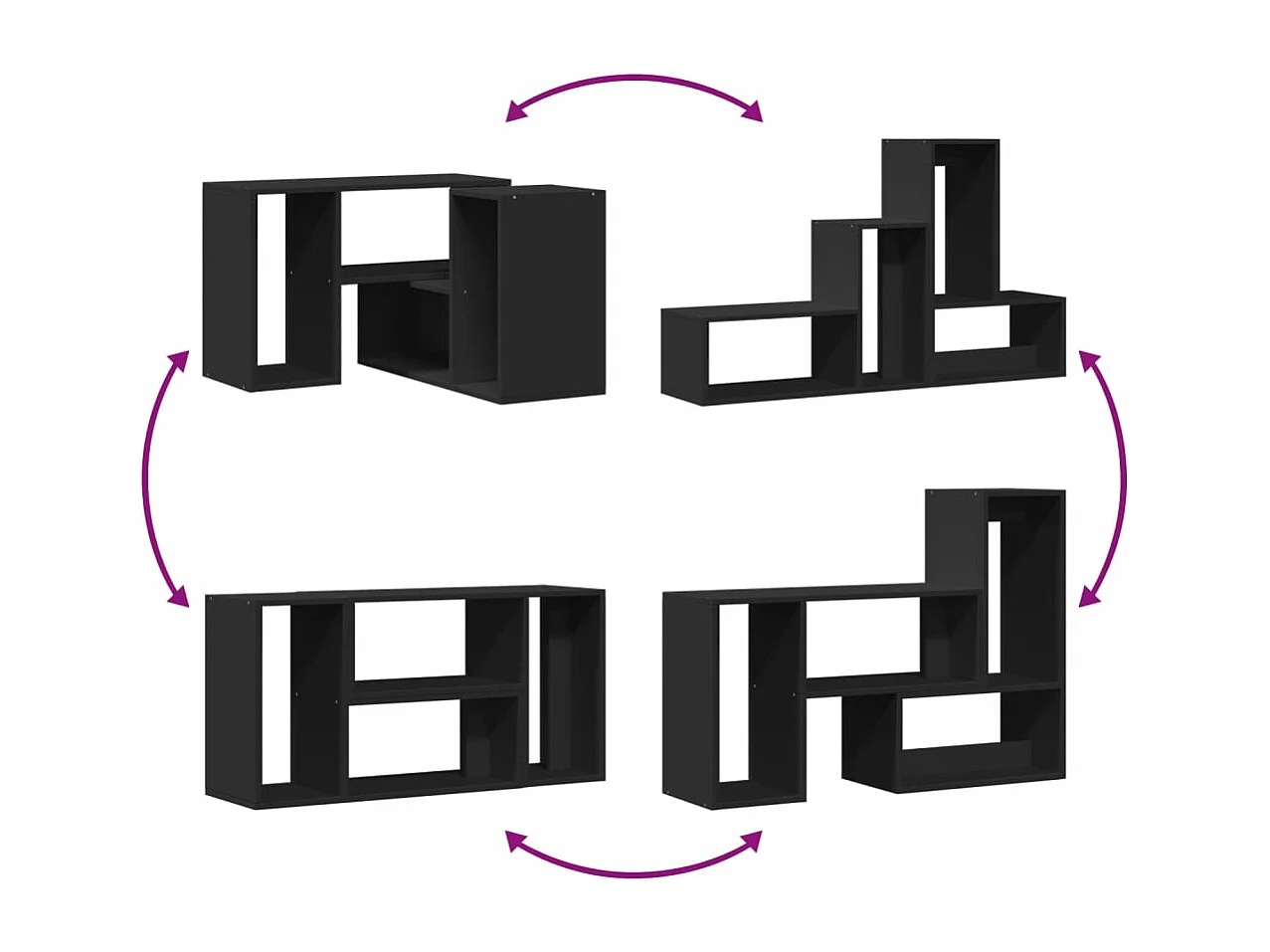 Meubles TV 2 pièces noir 75x30x50 cm bois d'ingénierie