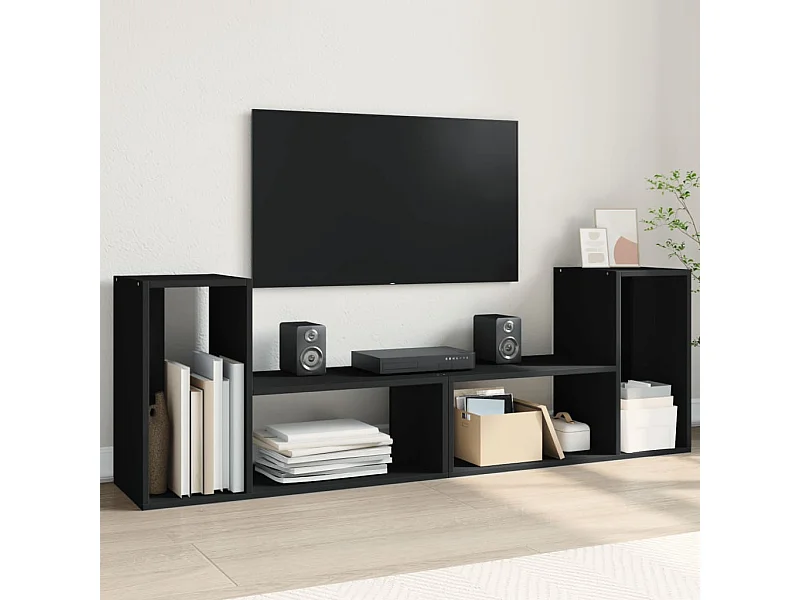 Meubles TV 2 pièces noir 75x30x50 cm bois d'ingénierie
