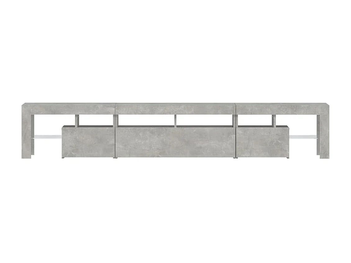 Meuble TV avec lumières LED Gris béton 230x36,5x40 cm