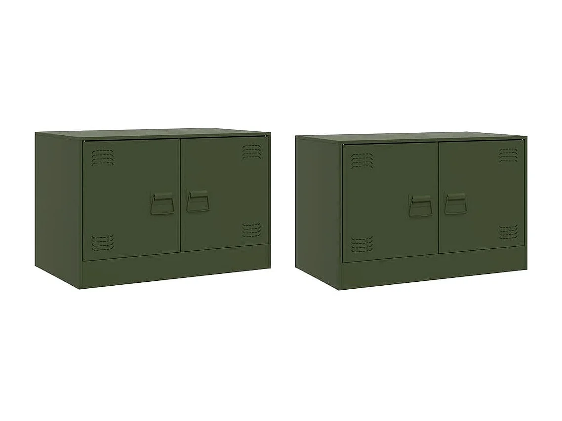 Meubles TV 2 pièces vert olive 67x39x44 cm acier