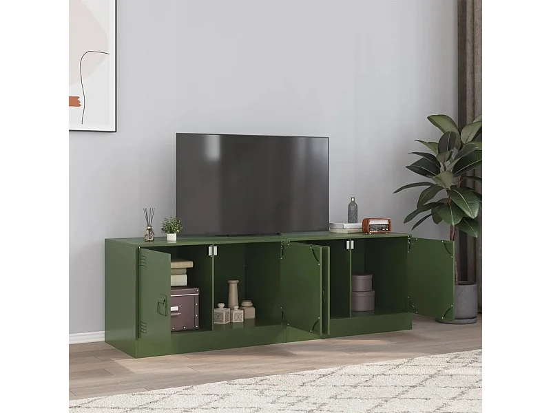 Meubles TV 2 pièces vert olive 67x39x44 cm acier