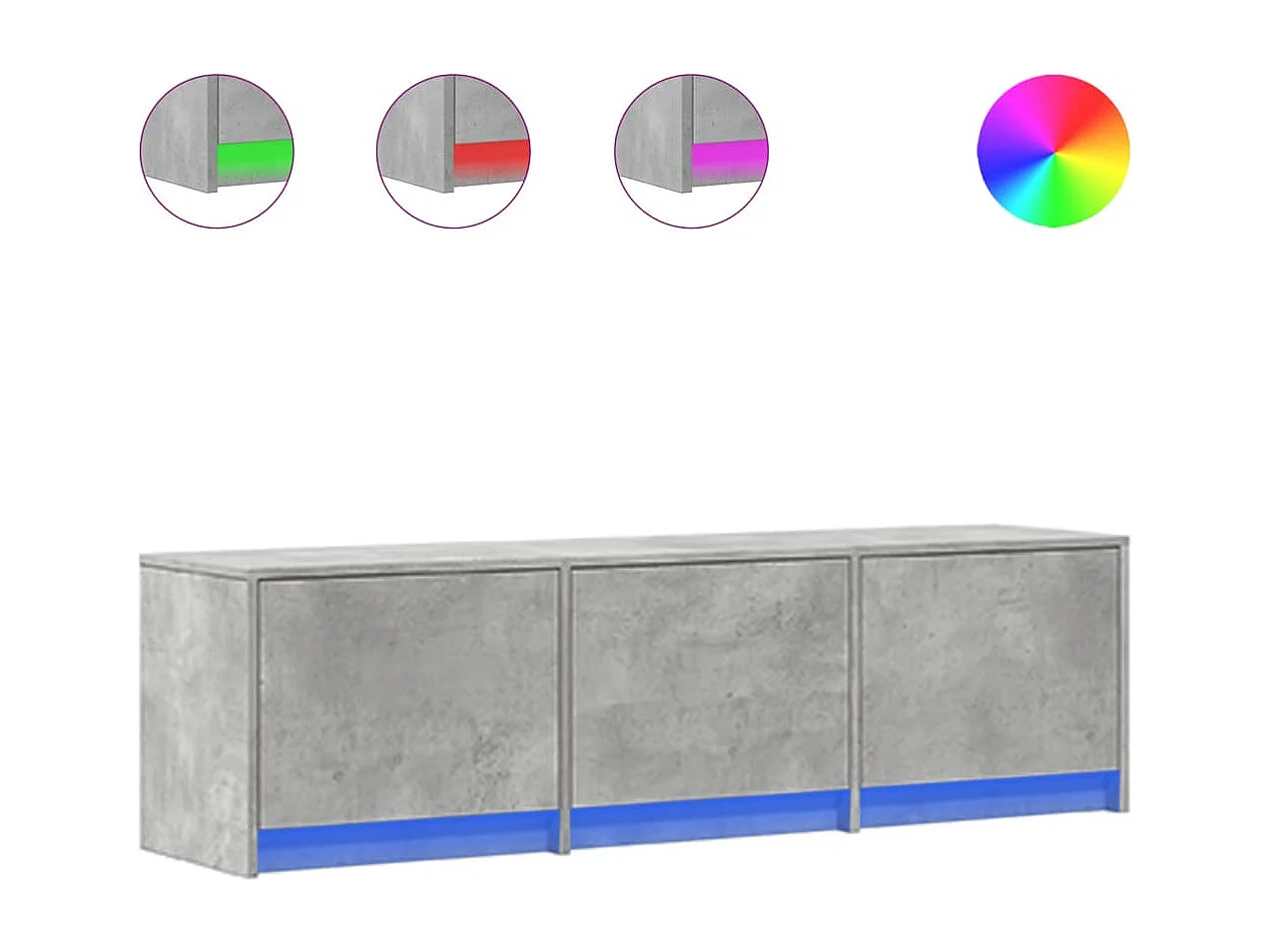 Meuble TV avec LED gris béton 140x34x40 cm bois d'ingénierie