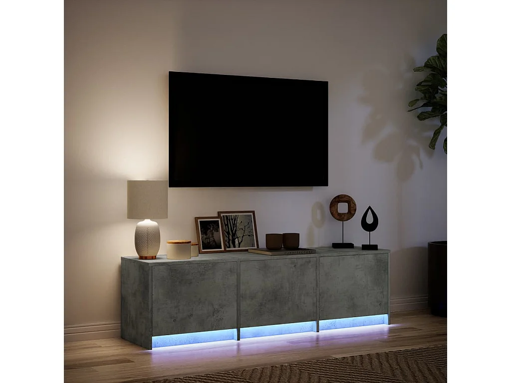 Meuble TV avec LED gris béton 140x34x40 cm bois d'ingénierie