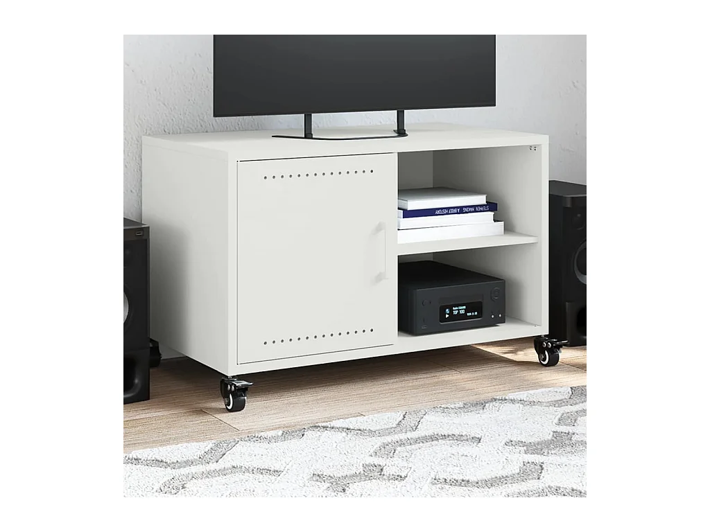 Meuble TV blanc 68x39x43,5 cm acier laminé à froid