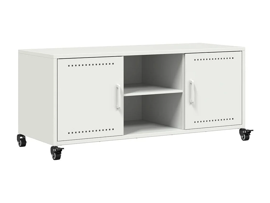 Meuble TV blanc 100,5x39x43,5 cm acier laminé à froid