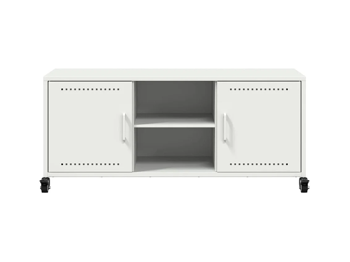 Meuble TV blanc 100,5x39x43,5 cm acier laminé à froid