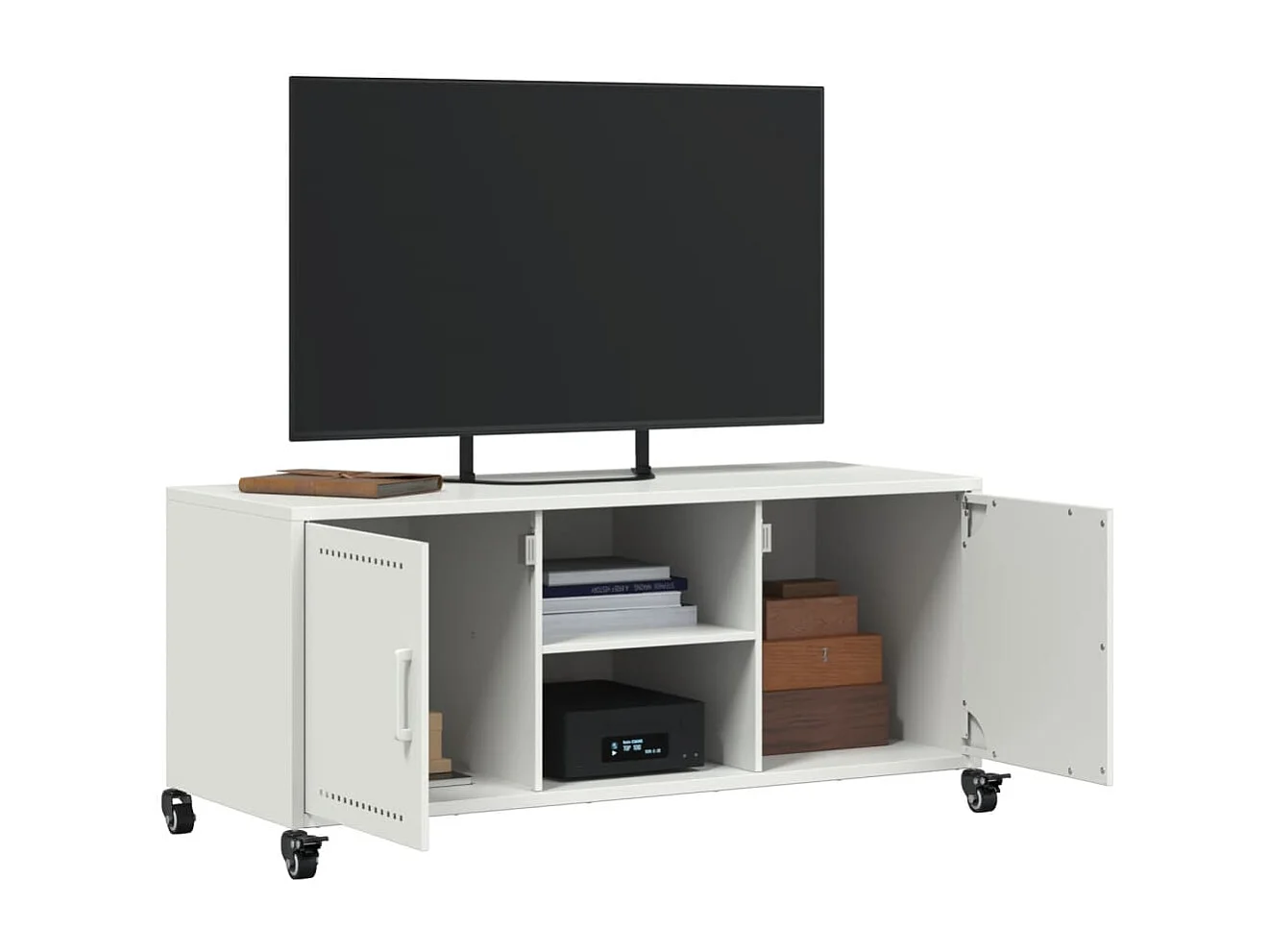 Meuble TV blanc 100,5x39x43,5 cm acier laminé à froid