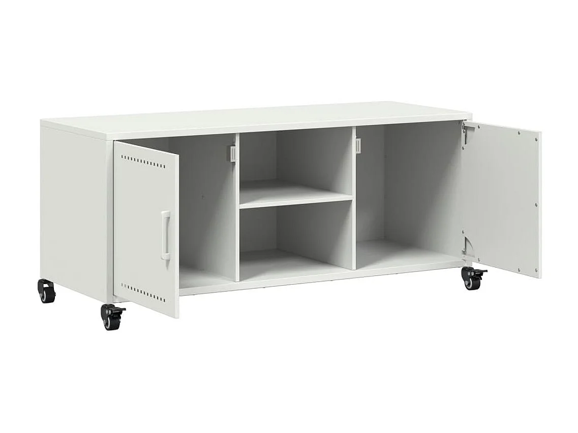 Meuble TV blanc 100,5x39x43,5 cm acier laminé à froid