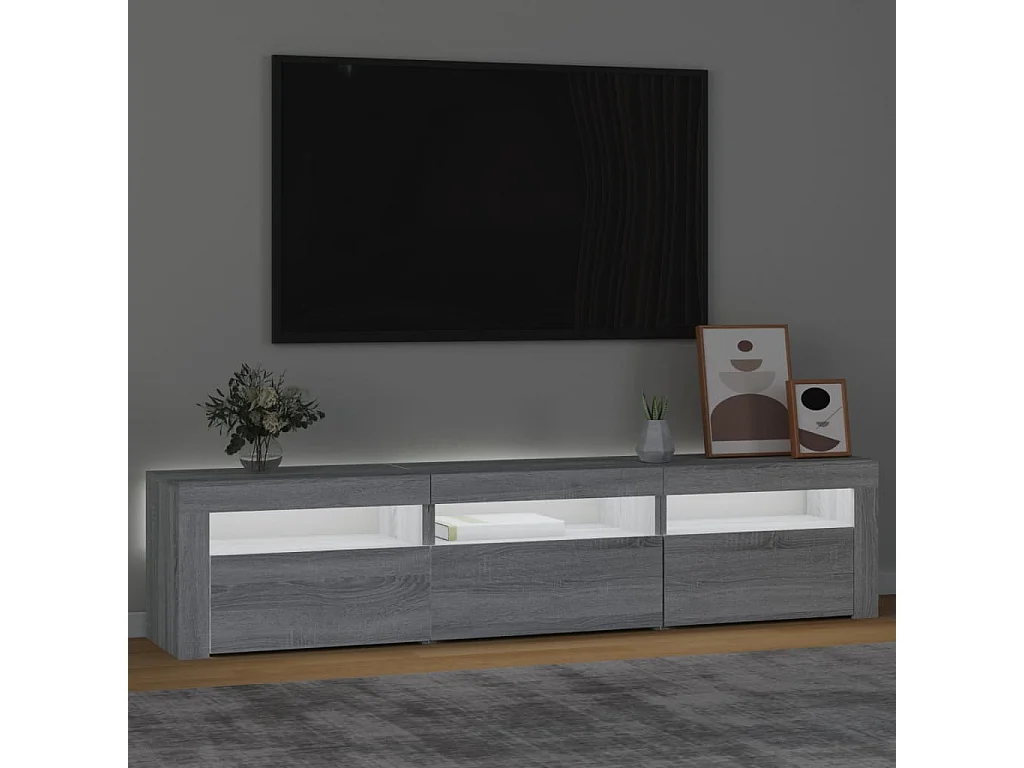 Meuble TV avec lumières LED Sonoma gris 180x35x40 cm