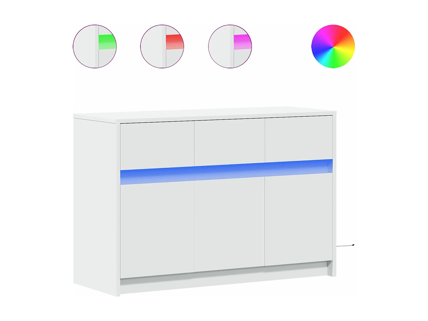 Meuble TV avec LED blanc 91x34x61 cm bois d'ingénierie