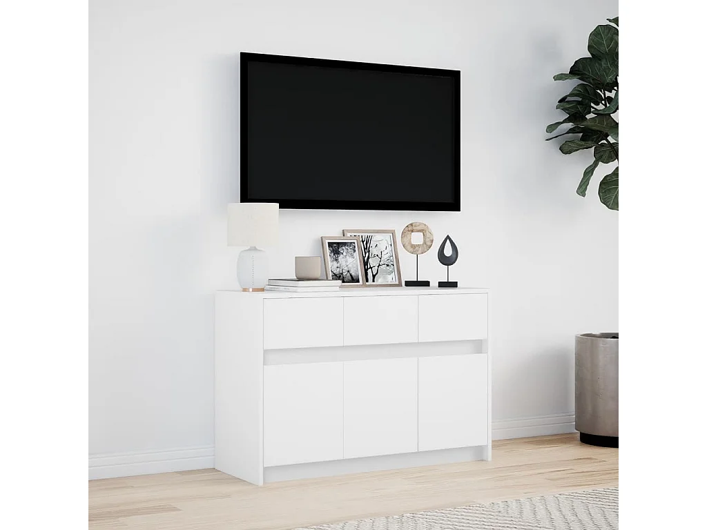 Meuble TV avec LED blanc 91x34x61 cm bois d'ingénierie