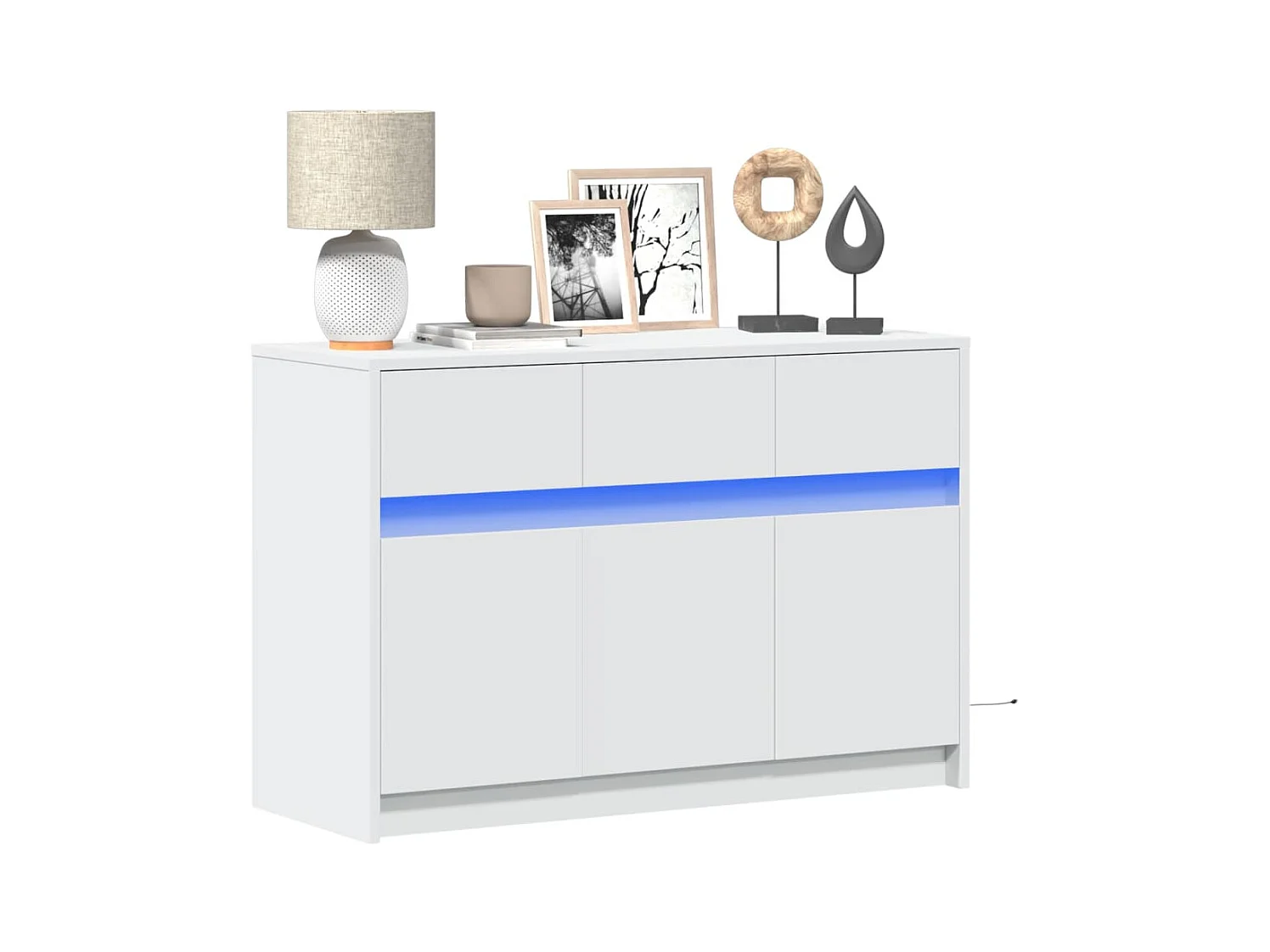 Meuble TV avec LED blanc 91x34x61 cm bois d'ingénierie