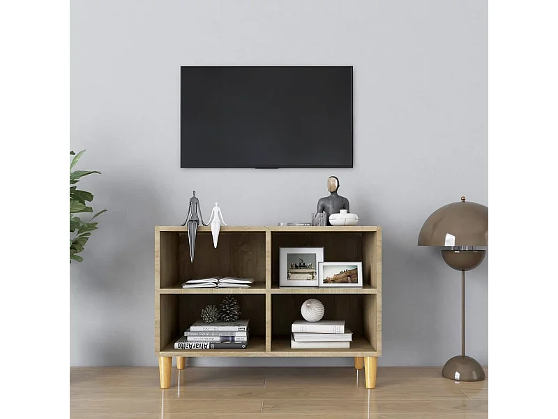 Tv-meubel met houten poten 69,5x30x50 cm sonoma eikenkleurig