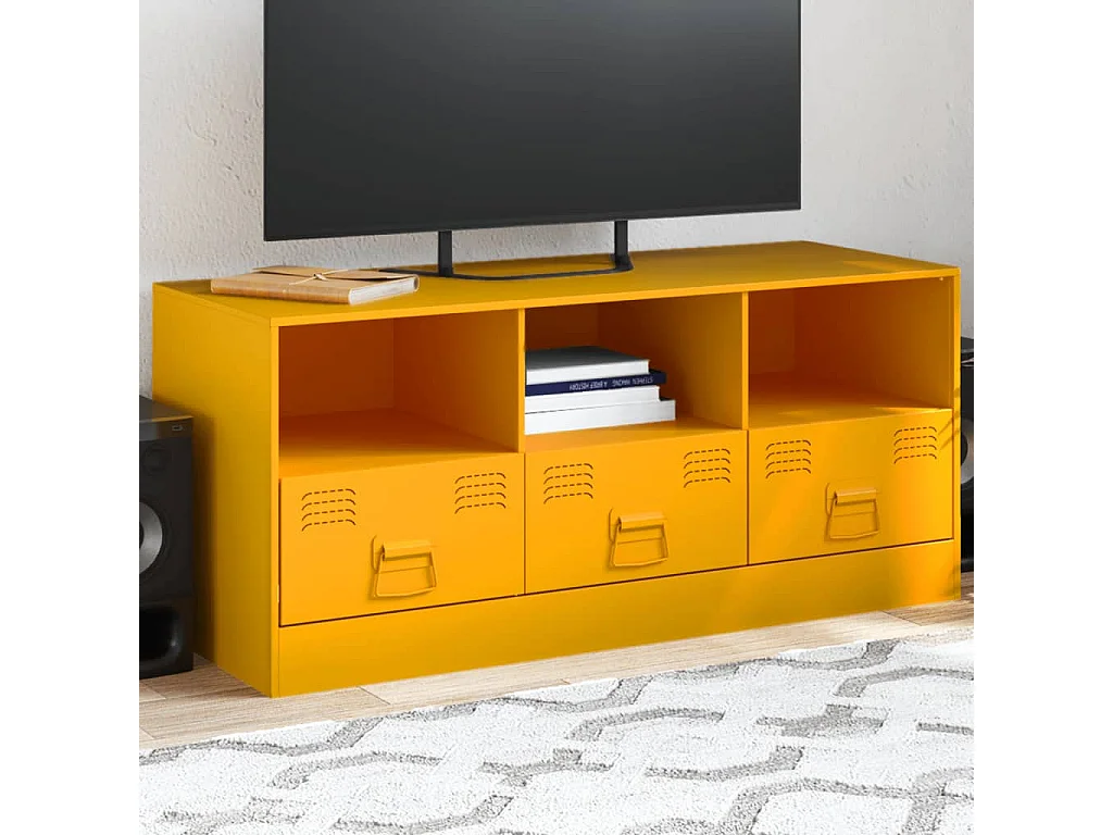Meuble TV jaune moutarde 99x39x44 cm acier