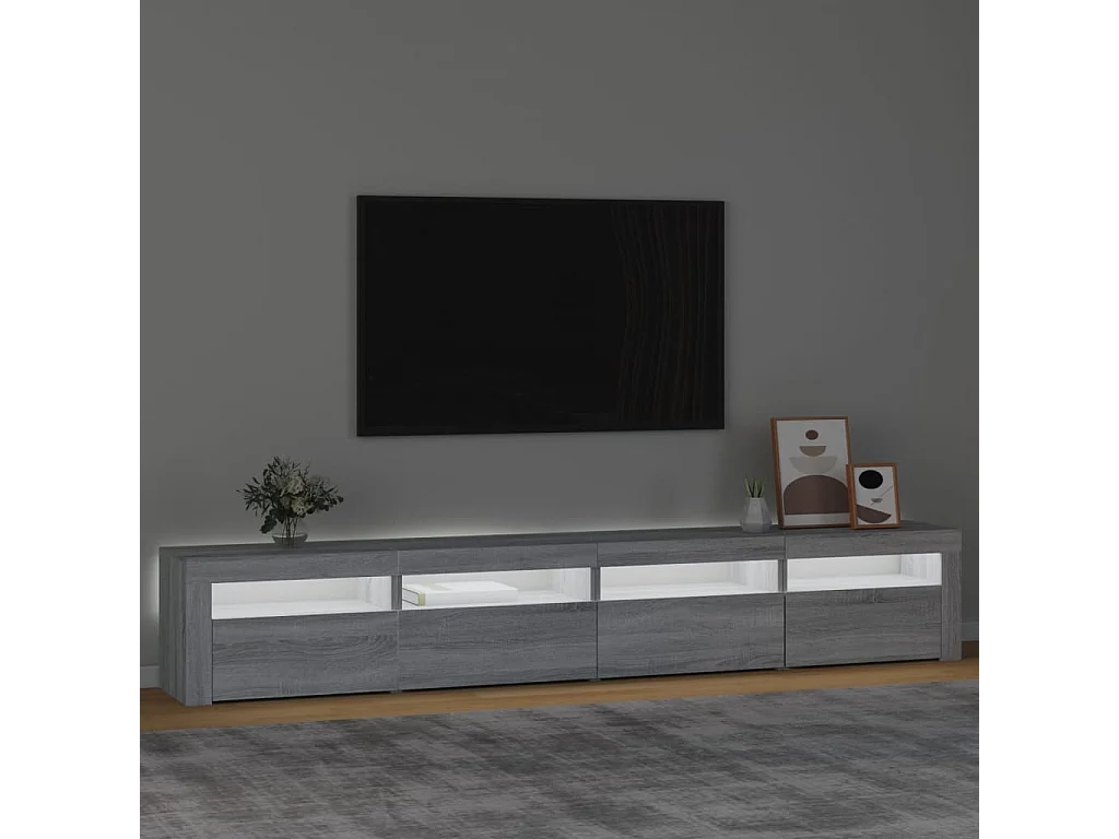 Meuble TV avec lumières LED Sonoma gris 240x35x40 cm