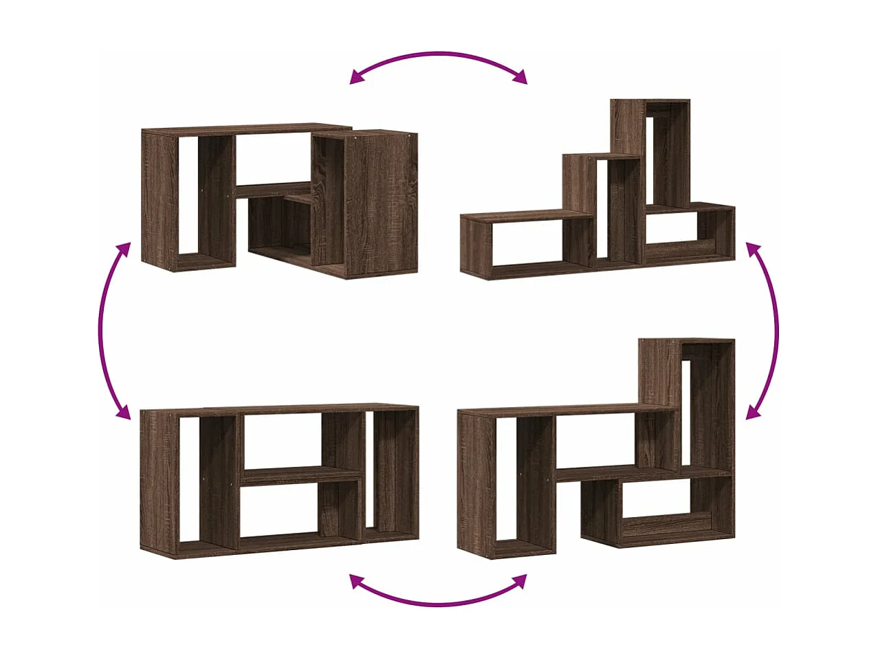 Meubles TV 2 pièces chêne marron 75x30x50 cm bois ingénierie