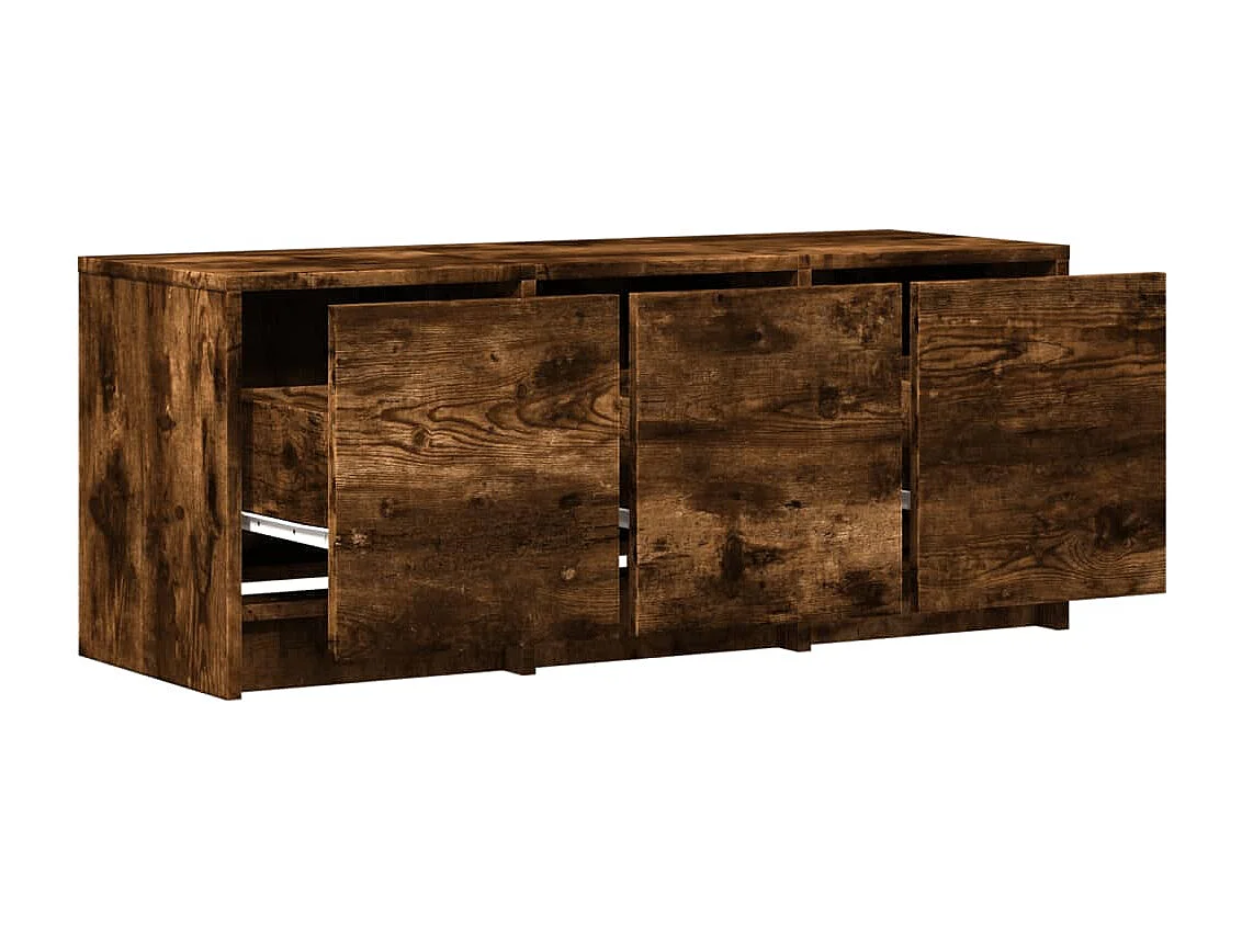 Tv-meubel met LED 97x34x40 cm bewerkt hout gerookt eikenkleur