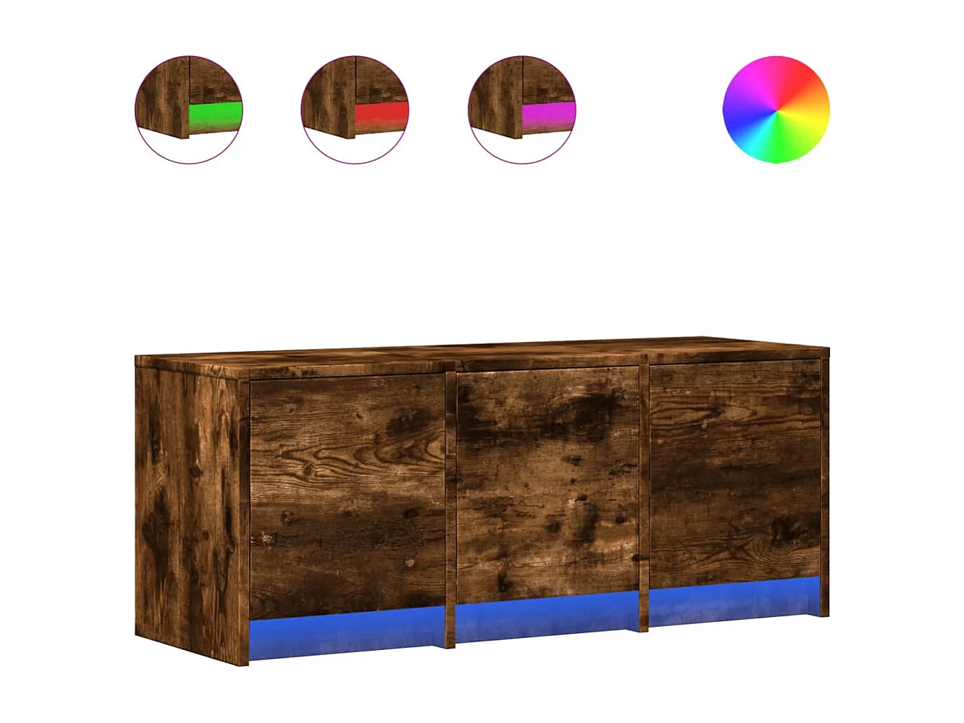 Tv-meubel met LED 97x34x40 cm bewerkt hout gerookt eikenkleur