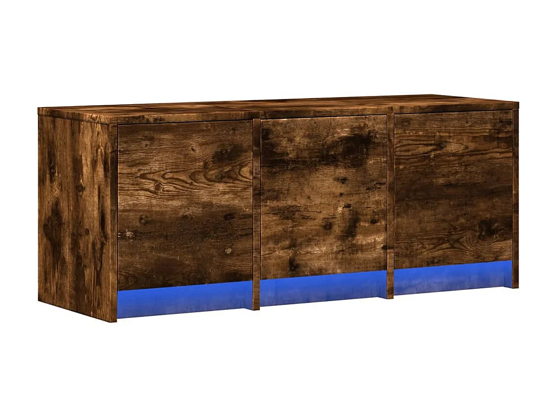 Tv-meubel met LED 97x34x40 cm bewerkt hout gerookt eikenkleur