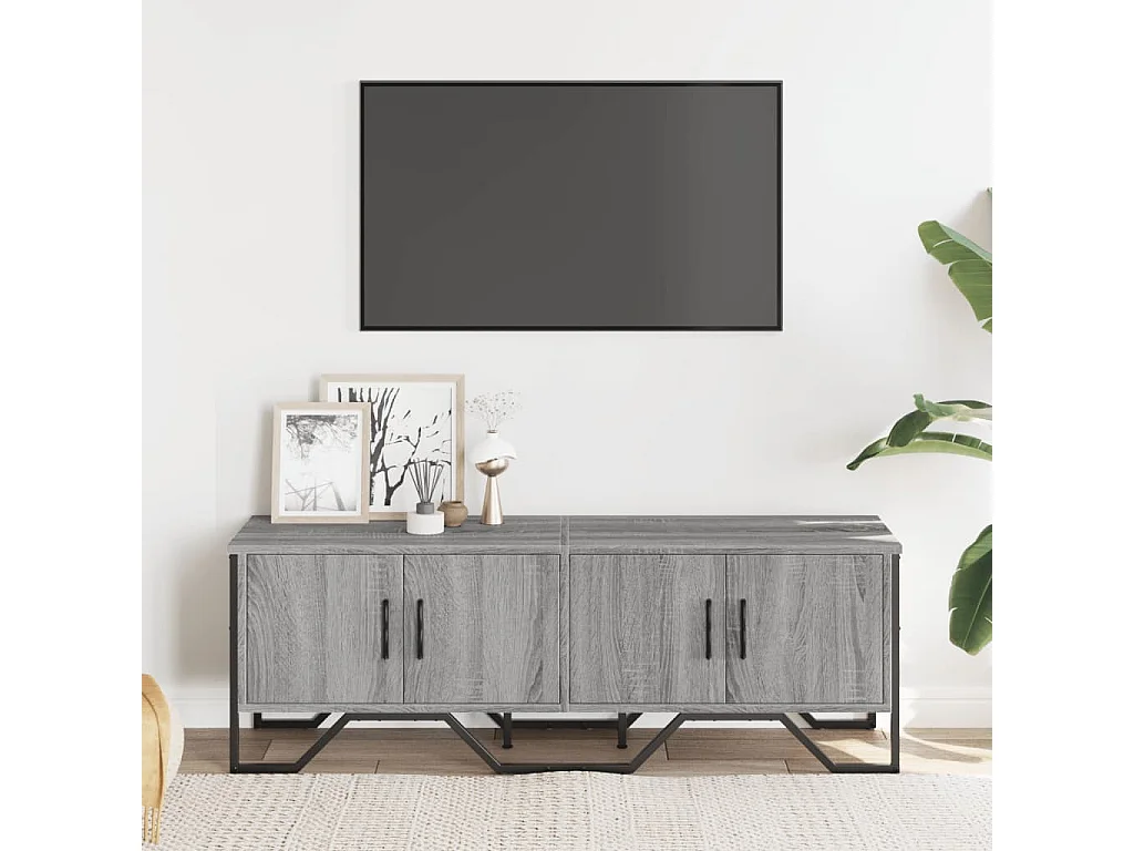 Tv-meubel 122x34x41 cm bewerkt hout grijs sonoma eikenkleurig