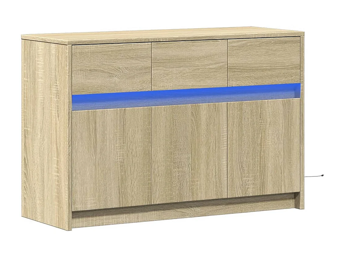 Tv-meubel met LED 91x34x61 cm bewerkt hout sonoma eikenkleurig