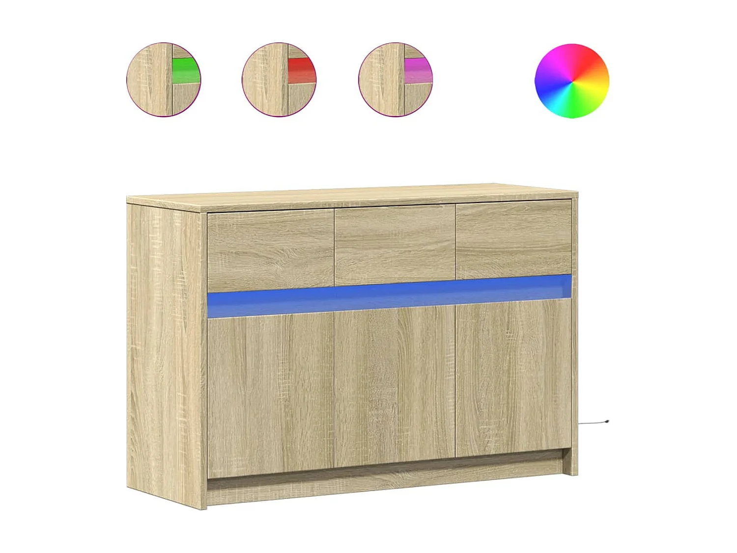 Meuble TV avec LED chêne sonoma 91x34x61 cm bois d'ingénierie