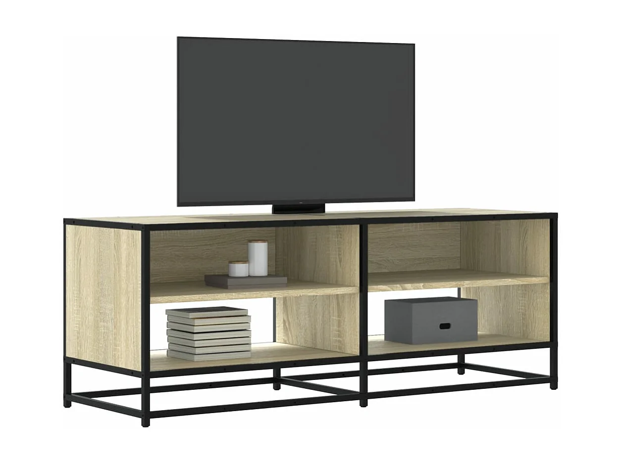 Meuble TV chêne sonoma 120,5x40x46cm bois d'ingénierie et métal