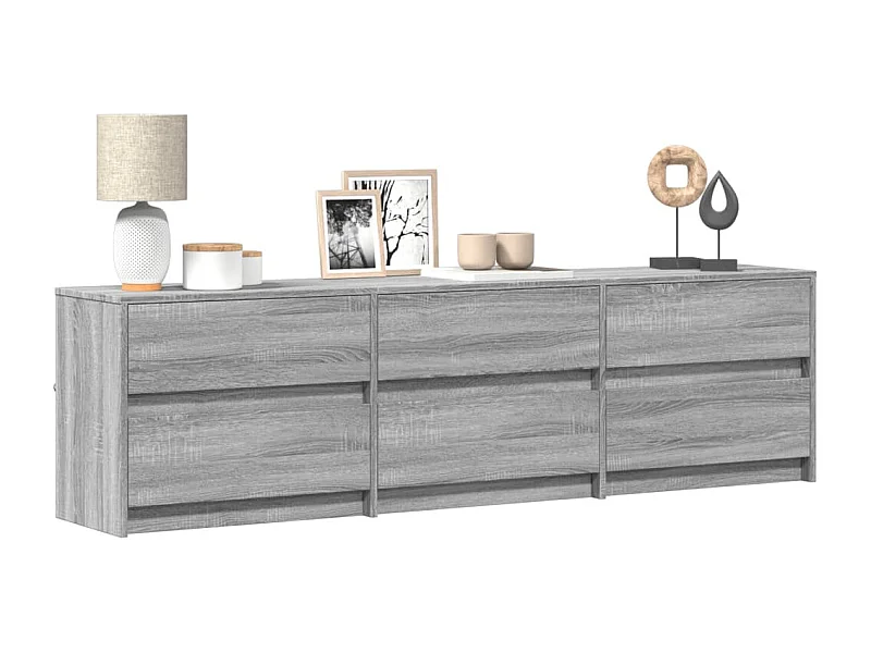 Tv-meubel met LED 180x34x50 cm bewerkt hout grijs sonoma eiken