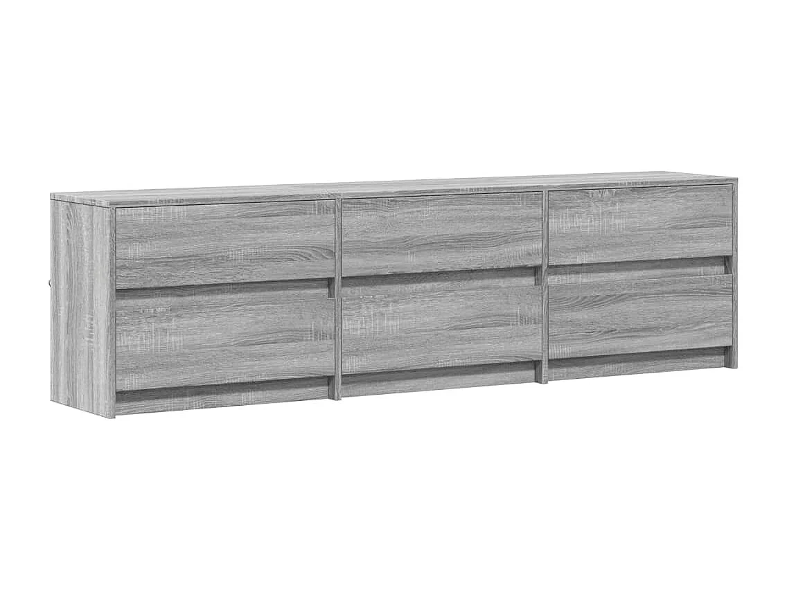 Tv-meubel met LED 180x34x50 cm bewerkt hout grijs sonoma eiken