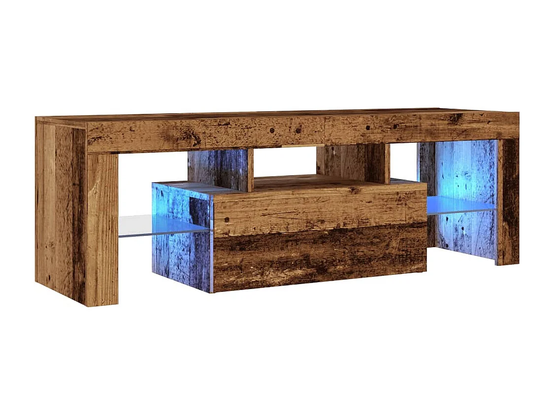 Tv-meubel met LED 120x36,5x40 cm bewerkt hout oud hout