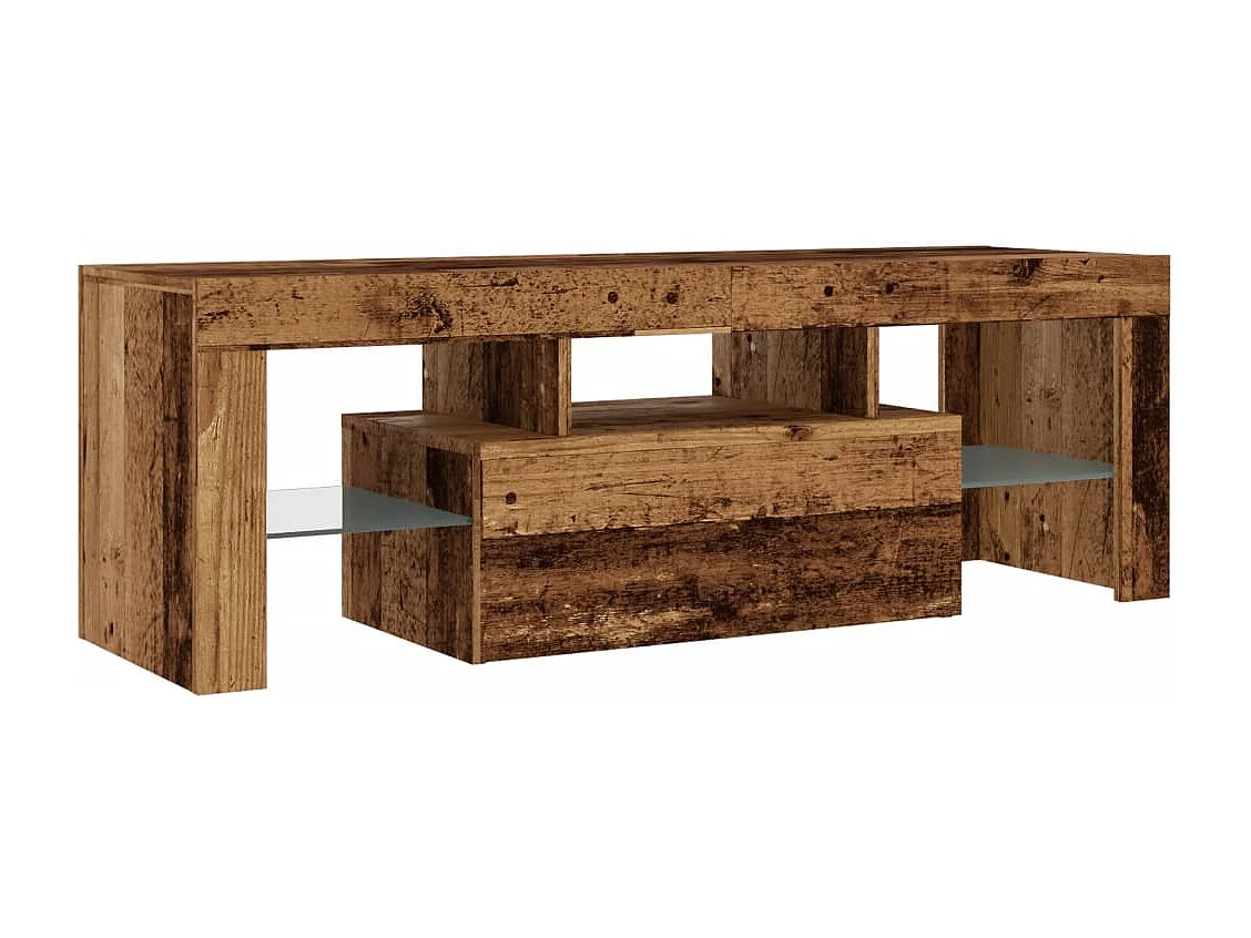 Tv-meubel met LED 120x36,5x40 cm bewerkt hout oud hout