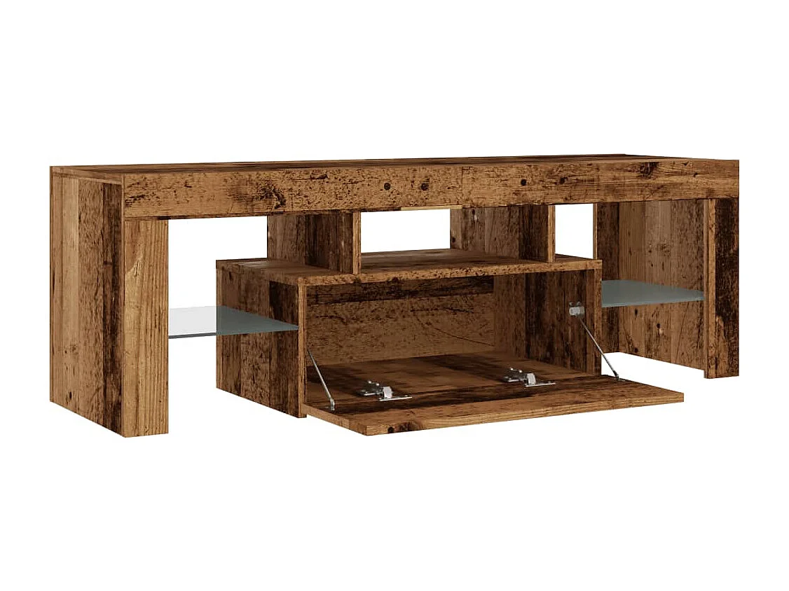Tv-meubel met LED 120x36,5x40 cm bewerkt hout oud hout