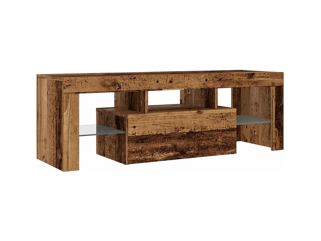 Meuble TV avec lumières LED vieux bois bois d'ingénierie