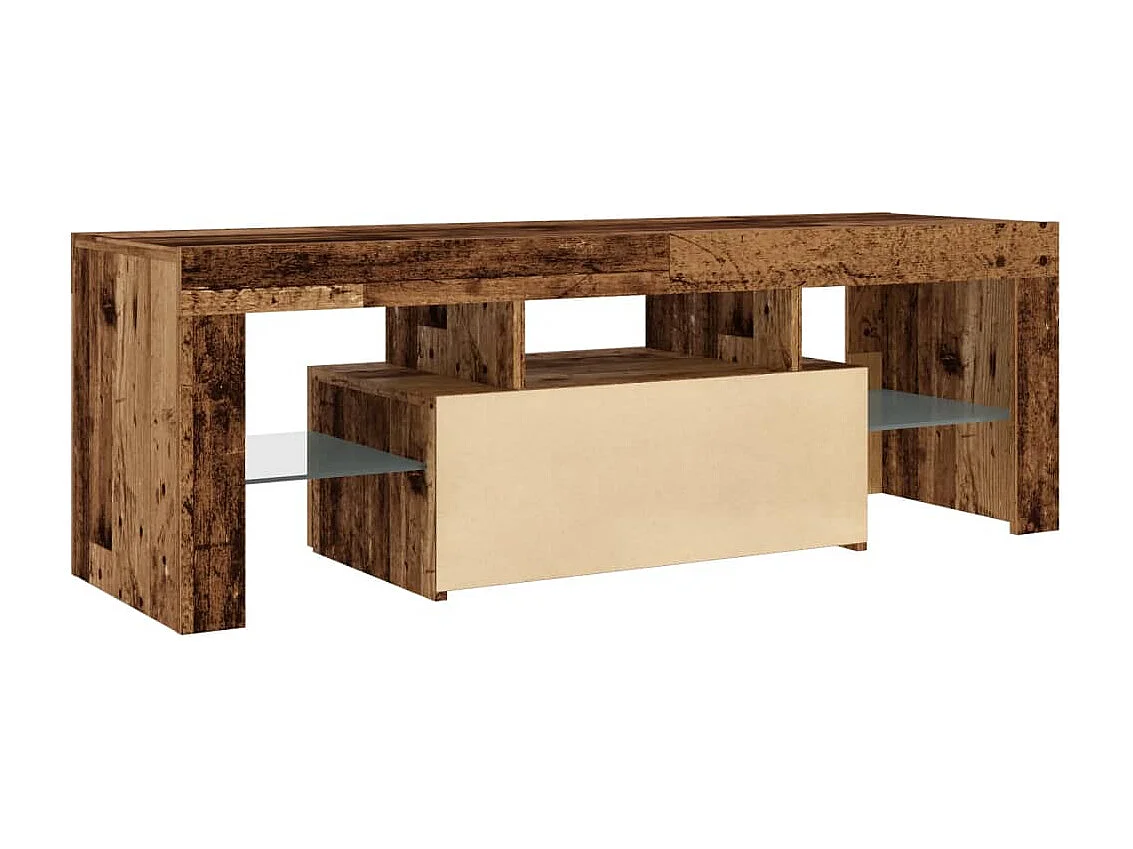 Meuble TV avec lumières LED vieux bois bois d'ingénierie